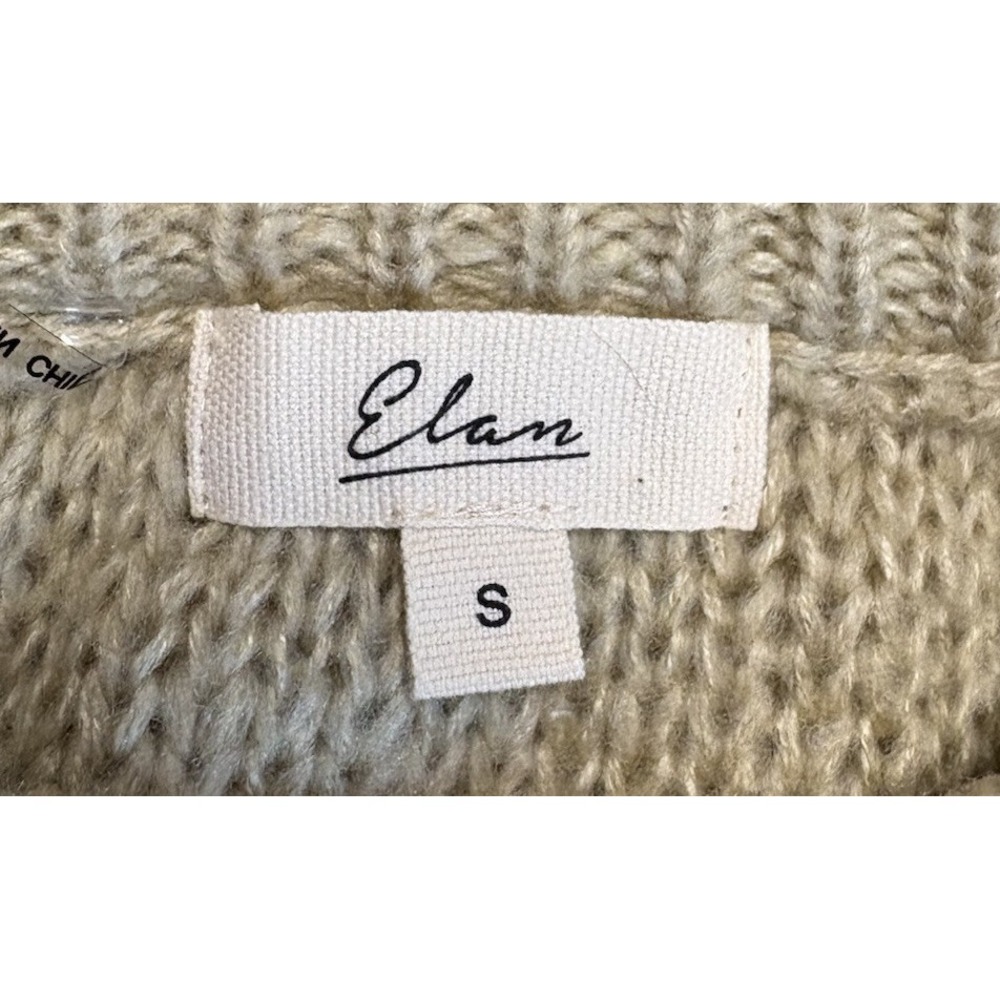 Elan Womens Small Love Short Sleeve Sweater‎ Beige Embroidered Cropped Boxy - Picture 4 of 9